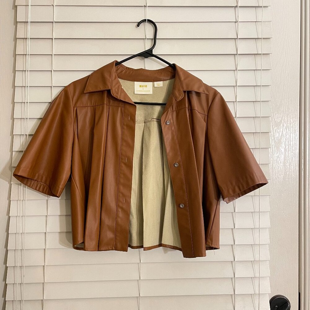 MaEVe stylish mid sleeve brown jacket - size S